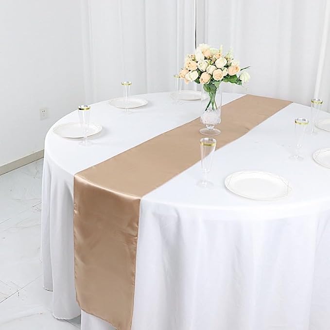 Balsa Circle 10 pcs 12 x 108 inch Nude Satin Table Runners Wedding Table Top Party Supplies Reception Linens Decorations - Image 3