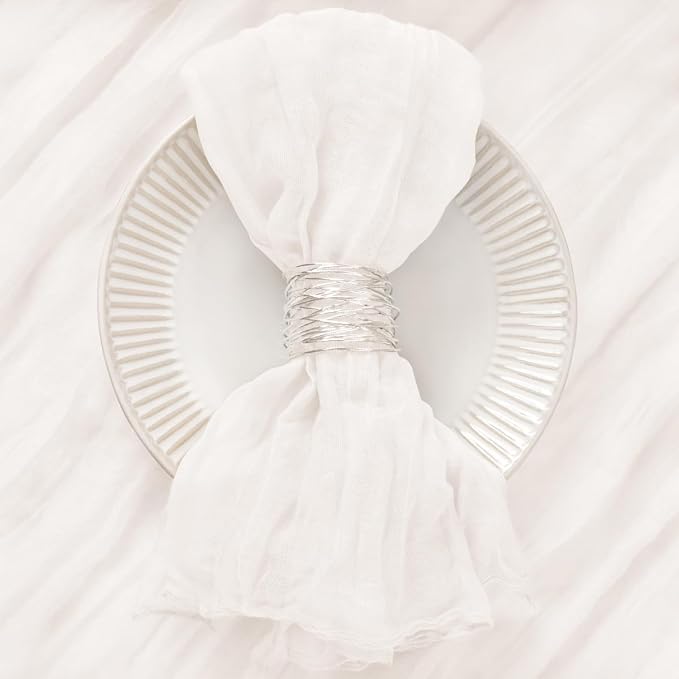 DeZerlor Ivory White Washable Cheesecloth Napkins Set of 20 for Party | Reusable Summer Cloth Napkins Bulk, for Wedding Bridal Baby Shower Dinner Cocktail Birthday Home, 21x21 Inches - Image 2