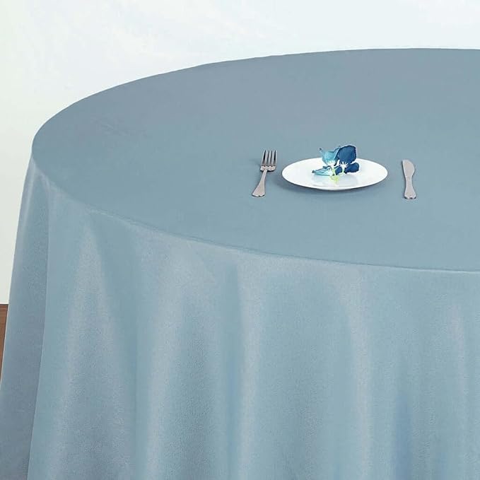 10 pcs 120 inch Dusty Blue Round Tablecloths Fabric Table Cover Linens | 120" Washable Fabric Table Cloth Covers for Wedding Party Polyester Reception Buffet Events Dining Events Kitchen Dining - Image 7