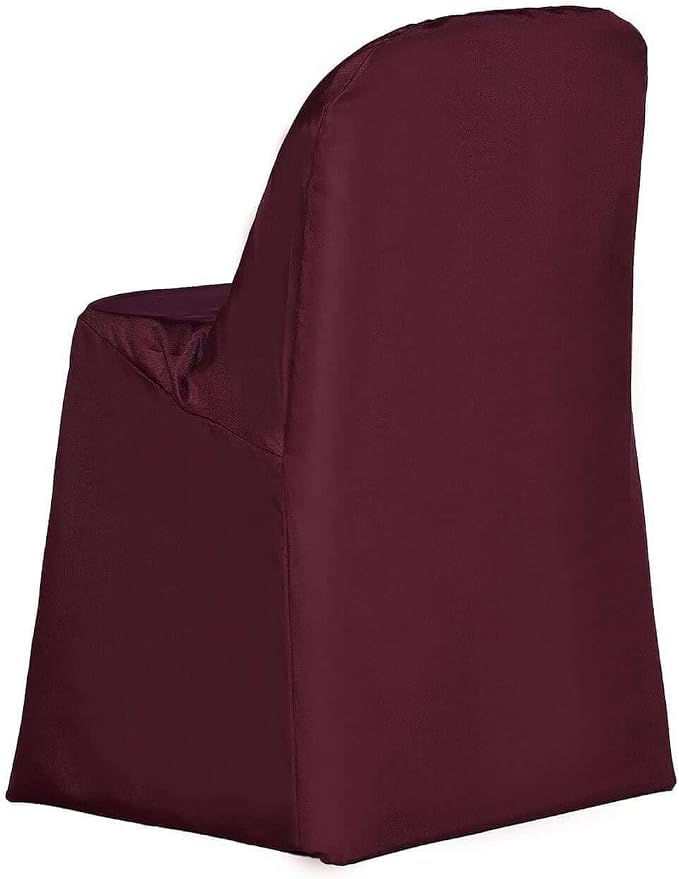 Efavormart 5 PCS Burgundy Linen Polyester Folding Chair Covers for Dining Chairs Party Wedding Banquet Outdoor Event Catering Slipcovers - Image 7