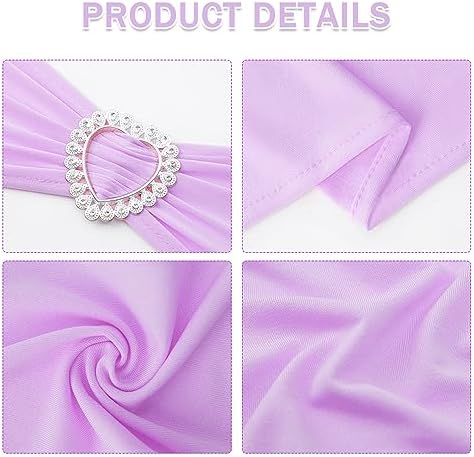 Pack of 60 Spandex Chair Sashes Bows Stretch Chair Cover Band with Buckle Slider Universal Elastic Chair Ties for Wedding Banquet Party Event Decoration (Lavender) - Image 3
