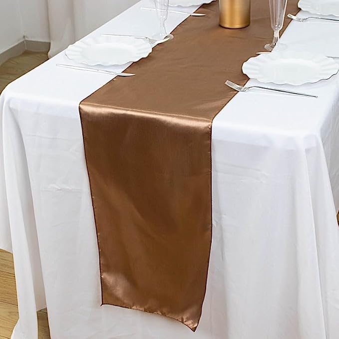 10 pcs 12 x 108 inch Taupe Satin Table Runners Wedding Table Top Party Supplies Reception Linens Decorations - Image 4