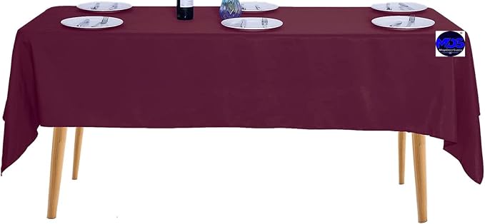 MDS Pack of 10 Rectangle Tablecloth 60 x 84 Inch Polyester Wrinkle Resistant Washable Polyester Table Cloth for Kitchen Dining Buffet Parties, Picnic, Events, Weddings and Restaurants - Burgundy - Image 2