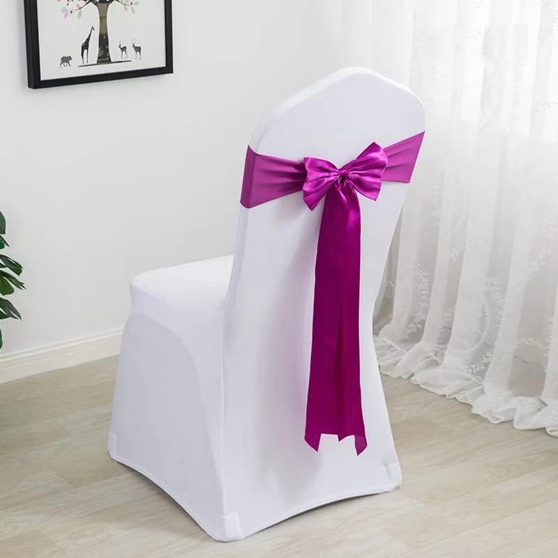 Pack of 10 Satin Stretch Chair Sash Bow, No Need Tied, Spandex Chair Bands, Chair Ribbons Bows for Hotel Wedding Party Banquet Birthday Reception Decor (Fuchsia) - Image 2