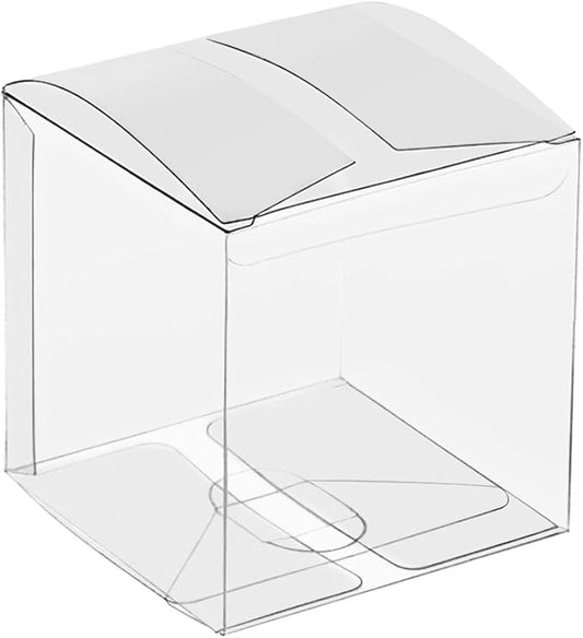 Lucky Monet 25 Pack Clear Favor Boxes 2" x 2" x 2" PVC Plastic Gift Boxes | Transparent Packing Box, Square, for Candy Cookies Macaron Cupcake Treat Thanksgiving Christmas Wedding Party Birthday by LuckyMonet
