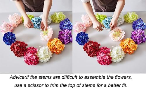 10Pcs Hydrangea Artificial Flowers Beige Heads Fake Silk Flowers Full Silk Flowers with Stems Wedding Home Party Shop Baby Shower Decor - Image 6