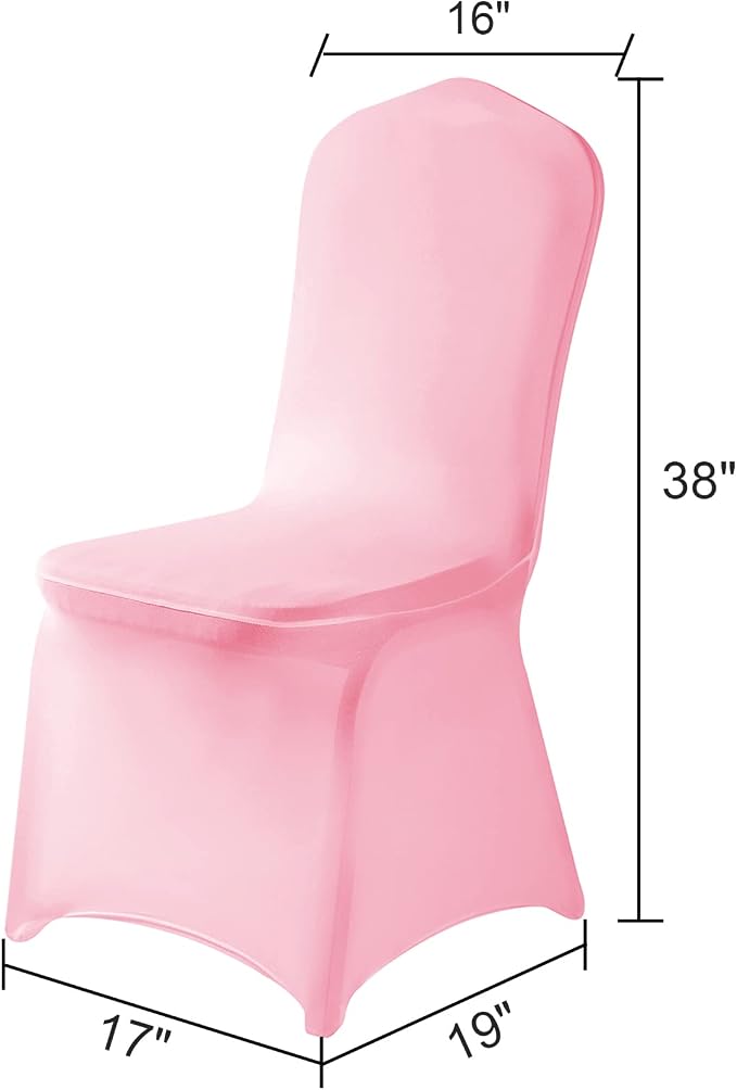 Spandex Chair Covers, 12PCS, Washable Protector for Living Room, Party, Banquet, Wedding, Hotel (Pink) - Image 2