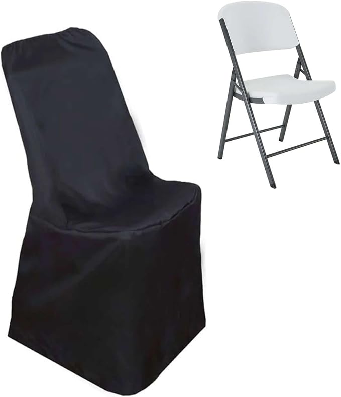 Efavormart 40 PCS Black Polyester Lifetime Folding Chair Covers, Durable Reusable Chair Covers by efavormart