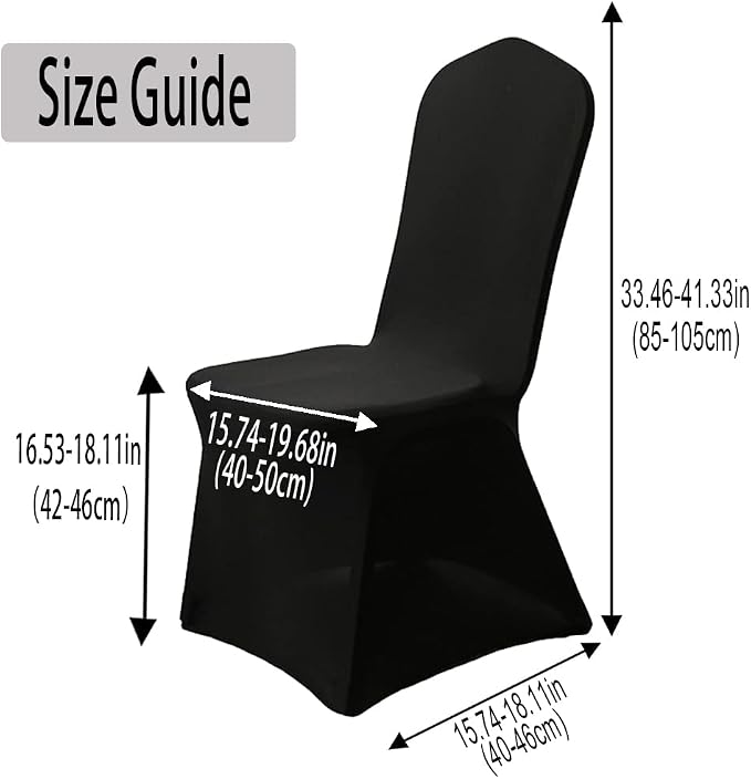 XMNTG 100PCS Black Chair Covers Stretch Polyester Spandex Outdoor Chair Cover Dining Room Chair Slipcovers Universal Chair Protector Cover for Wedding Party Banquet Hotel (Black, 100PCS) - Image 4