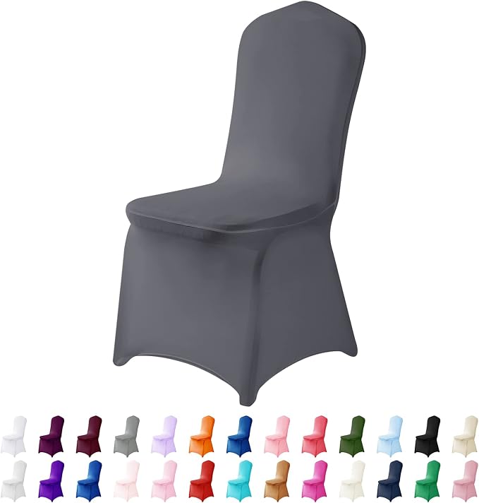 Spandex Chair Cover, 12PCS Removable and Washable Protector for Living Room, Party, Banquet, Wedding Event, Hotel (Gray) by AlGaiety