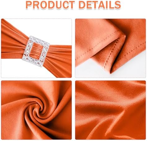 Joccun 30 PCS Spandex Chair Sashes Bows Stretch Chair Cover Band with Buckle Slider Universal Elastic Chair Ties for Wedding Banquet Party Event Decoration (Orange) - Image 3