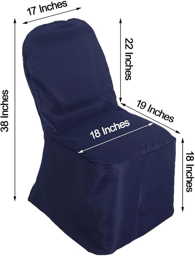 Efavormart 20PCS Round Top Navy Blue Polyester Banquet Chair Covers Linen Dinning Chair slipcover for Wedding Party Event Catering - Image 3