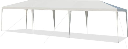 Moccha 10’ x 30’ Outdoor Gazebo Canopy, Wedding Gazebo Tent Shelter w/Heavy-Duty Stakes & Wind Ropes, Waterproof Sunshade Shelter for Wedding, Party, Camping (White)