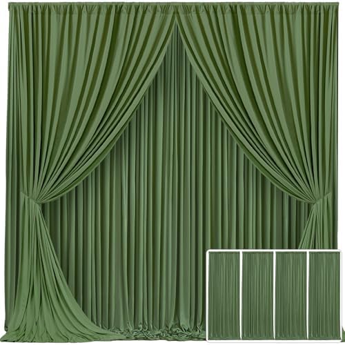 4 Panels Valley Green Backdrop Curtain for Parties Wrinkle Free Dark Green Photo Curtains Backdrop Drapes Fabric Decoration for Baby Shower Birthday Party Photography 20ft(W) x 10ft(H) by Tao-GePartyDecorations