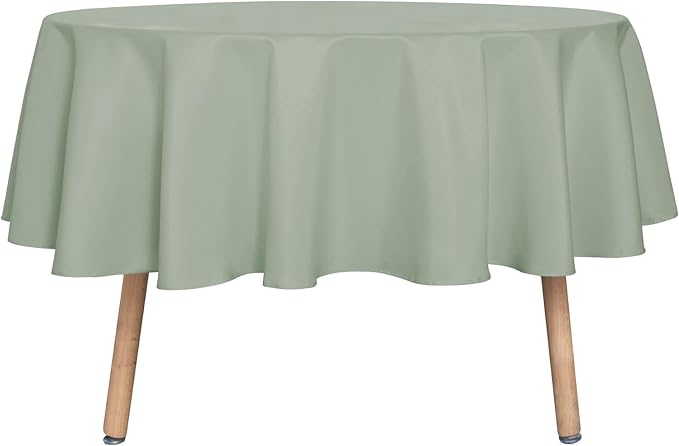 sancua Sage Green Round Tablecloth 60 Inch Diameter for 20-48 Inch Tables by sancua