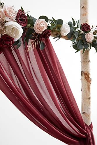 Floroom Wedding Arch Draping Fabric 2 Panels 20Ft Burgundy Chiffon Fabric Drapes Arbor Drapery Wedding Ceremony Reception Swag Dark Red Decorations - Image 4