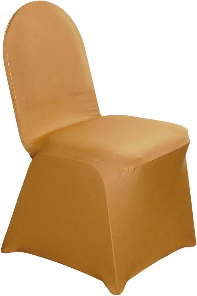 Efavormart 10 PCS Spandex Stretch Gold Chair Covers Universal Banquet Chair Covers for Party Dining with Foot Pockets Washable Wedding Chair Slip Covers for Outdoor - Image 7