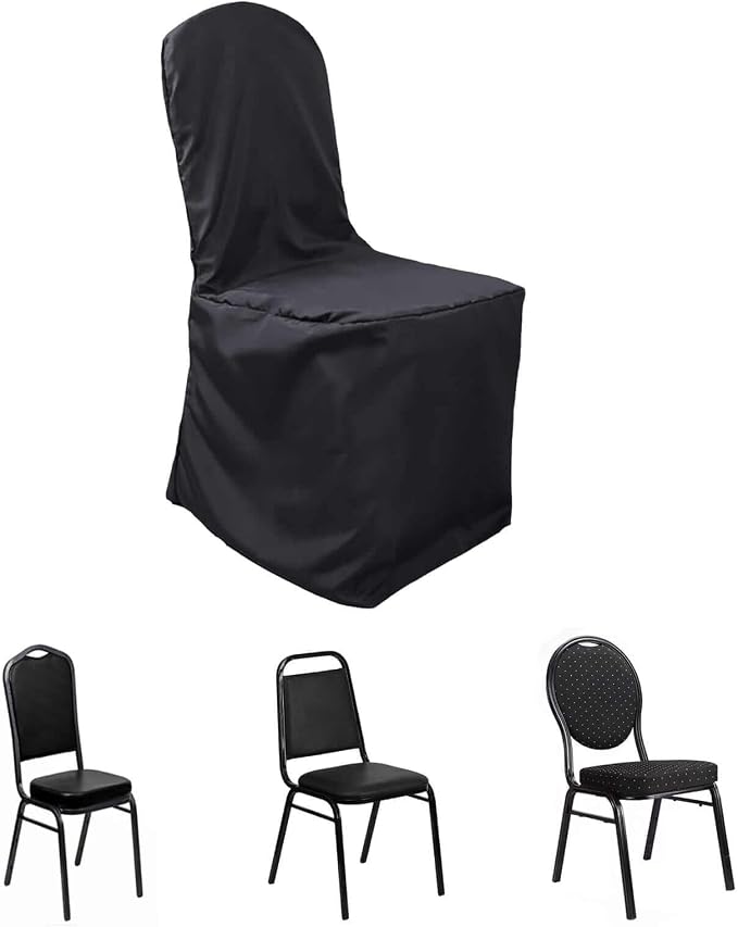 Efavormart 100 PCS Polyester Banquet Chair Covers - Black by efavormart
