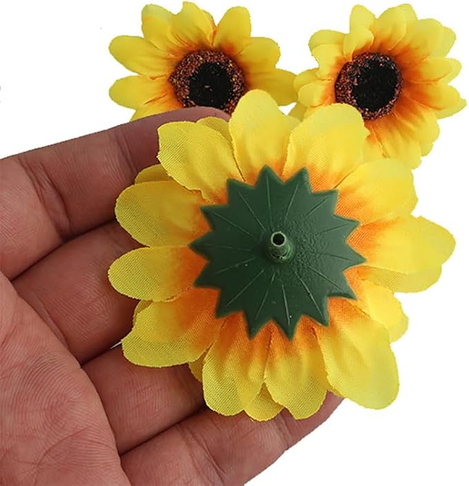 30 Pcs 7cm Artificial Sunflower Heads Fake Flower Heads Realistic Fabric Sunflowers Faux Floral Heads Craft Sun Flowers Cloth Flower Decorations for Wedding Party - Image 2