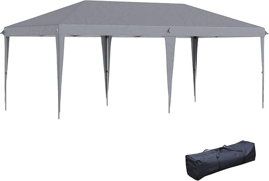 Outsunny 10' x 20' Pop Up Canopy Tent, Upgraded Heavy Duty Tents for Parties, Outdoor Instant Gazebo Sun Shade Shelter with Carry Bag, for Catering, Events, Wedding, Backyard BBQ, Gray