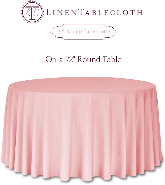 LTC LINENS Burgundy Round Tablecloth - 132 Inch Large Party Tablecloth, Wrinkle Resistant, Washable Polyester Fabric Table Cover Linens for Wedding, Party, Banquet - Image 6