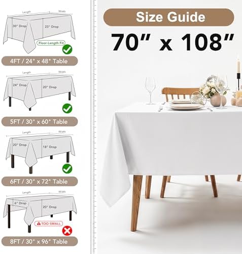 Fitable 6 Pack Red Tablecloths 70x108 Inch for 6 Foot Rectangle Tables - Image 5
