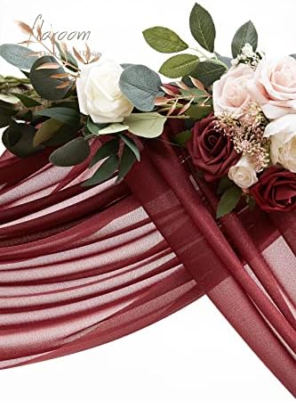 Floroom Wedding Arch Draping Fabric 2 Panels 20Ft Burgundy Chiffon Fabric Drapes Arbor Drapery Wedding Ceremony Reception Swag Dark Red Decorations - Image 3
