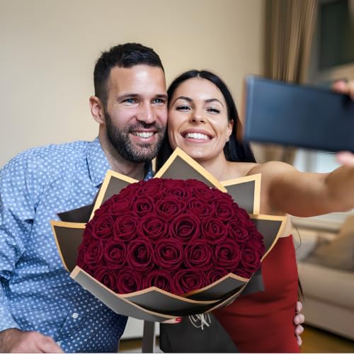 Waipfaru 50 Pcs Wine Red Roses, Fake Velet Burgundy Roses - Image 7