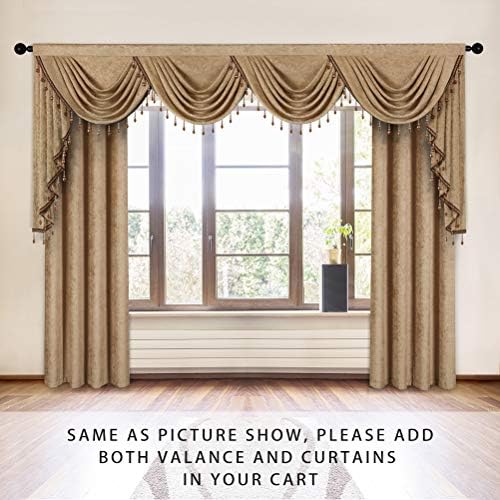 ELKCA Double-Sided Chenille Valance for Living Room Coffee Curtains Valance with Beads for Bedroom,Rod Pocket (W118Inch,1 Panel) - Image 2