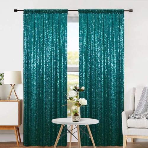 Eternal Beauty Teal 3mm Sequin Backdrop 2x8 Ft 2 Pack Wedding - Image 6