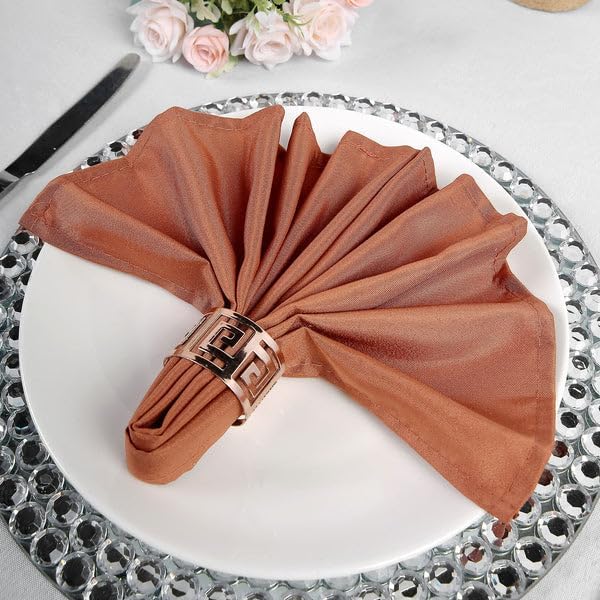 Tableclothsfactory Premium Pack of 5 Terracotta Premium 17" x 17" Washable Polyester Napkins Great for Wedding Party Restaurant Dinner Parties - Image 7
