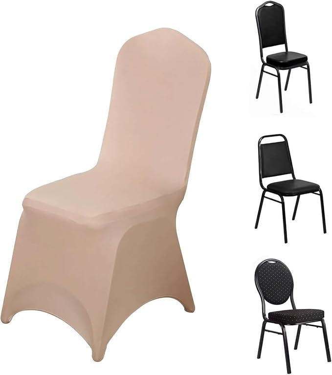 Efavormart 10 PCS Spandex Stretch Nude Chair Covers Universal Banquet Chair Covers for Party Dining with Foot Pockets Washable Wedding Chair Slip Covers for Outdoor by efavormart