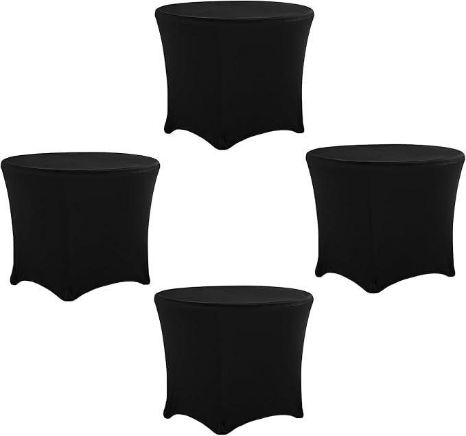 4 Pack Spandex Round Tablecloth Black 5ft Fitted Stretch Tablecloth Elastic Cocktail Table Cover for Wedding Party Restaurant Banquet New Year and Halloween PTC24 by ZoyyJoolye