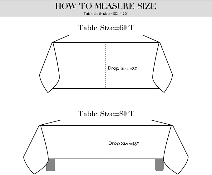 Surmente 5 Pack 90x132 Inch Black Tablecloth for 6-8 Foot Rectangle Tables | Dining Table Cover Protector, Wrinkle Free, Washable Polyester Fabric, 6ft Table Cloth for Wedding, Banquet, Restaurant - Image 7