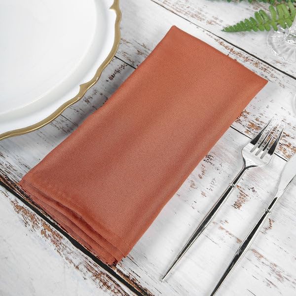 Tableclothsfactory Premium Pack of 5 Premium Terracotta 20" x 20" Washable Polyester Napkins Great for Wedding Party Restaurant Dinner Parties - Image 2