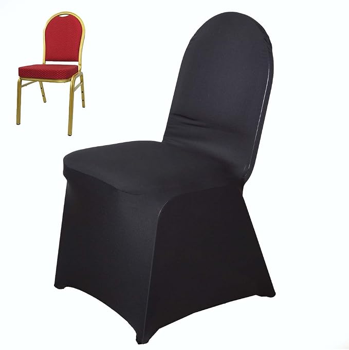 Tableclothsfactory 30 PCS Black Stretchy Spandex Fitted Banquet Chair Cover Dinning Event Slipcover for Wedding Party Banquet Catering - Image 3