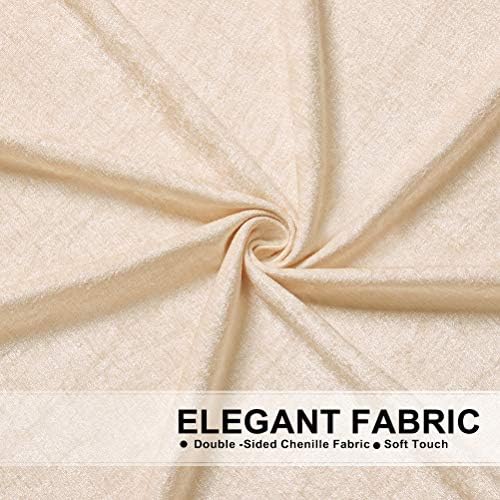 ELKCA Thick Chenille Window Curtains Valance for Living Room Beige Valance with Beads for Bedroom, Rod Pocket (W118inch,1 Panel) - Image 6