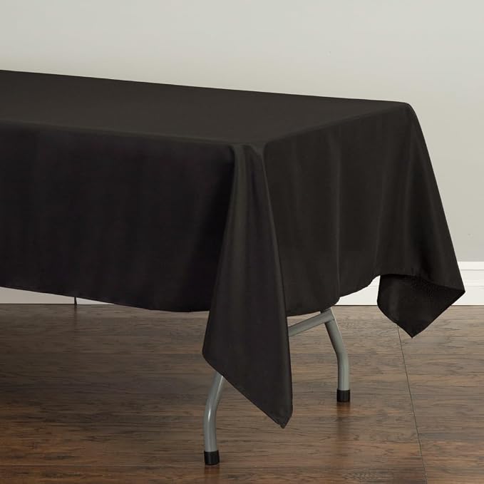 LinenTablecloth 60 x 126-Inch Rectangular Polyester Tablecloth Black - Image 3