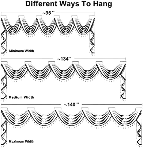 ELKCA Luxury Silver Grey Chenille Waterfall Valance for Living Room,5 Hollow Swags Curtain Valance for Bedroom,Rod Pocket, 1 Panel - Image 5