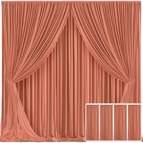 4 Panels Rust Backdrop Curtain for Parties Wedding Wrinkle Free Red Photo Curtains Backdrop Drapes Fabric Decoration for Birthday Party Baby Shower Christmas 20ft(W) x 10ft(H) by Tao-GePartyDecorations