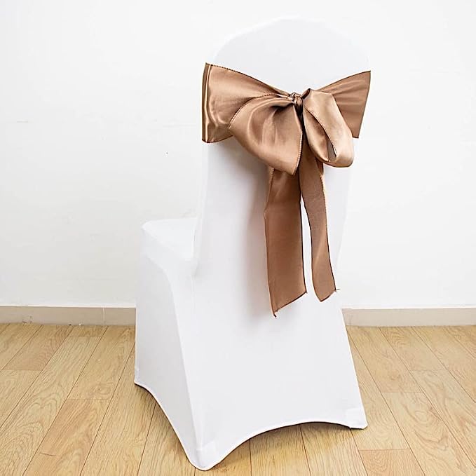 100 Taupe Satin Chair Sashes Bows Ties for Wedding Decorations Party Supplies Events Chair Covers Decor Banquet Reception - Image 5