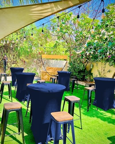 Pesonlook 6 Pack Navy Blue Cocktail Spandex Table Cover,32x43 Inch - Image 5