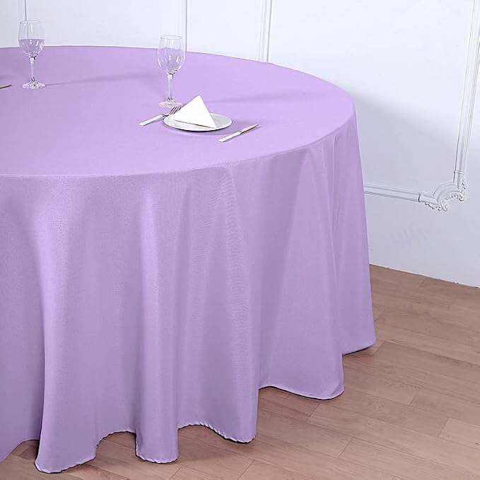 Balsa Circle 6 pcs 120 inch Lavender Round Tablecloths Polyester Fabric Table Cover Linens for Wedding Party Reception Banquet Events Kitchen Dining - Image 5