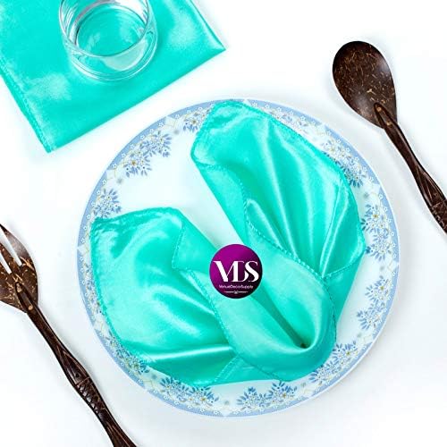 VDS - 150 Pieces | Satin Napkins 12 x 12 Inch Square | Kitchen & Dinner Table Napkins Cloths Handkerchief for Restaurant Bistro Wedding Christmas Birthday Party Dinner Decoration (Mint) by VDS