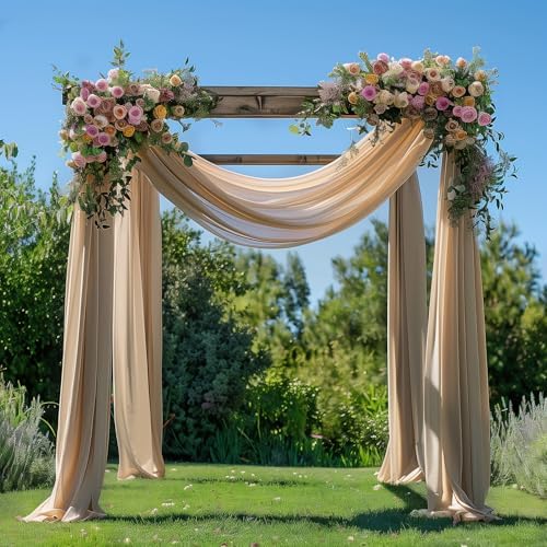 Wedding Arch Draping Fabric 6 Panels Nude Sheer Backdrop Drapes - Image 2