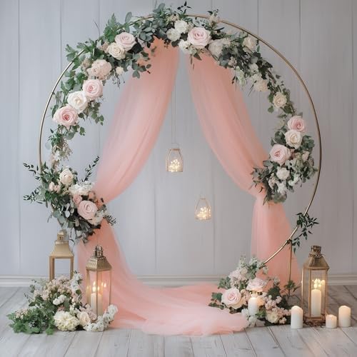 Wedding Arch Draping Fabric 3 Panels Blush Sheer Backdrop Drapes - Image 5