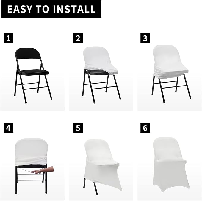 HAINARverS Folding Chair Covers for Wedding, 10PCS White | Stretch Spandex Washable Fabric Chair cover, Decoration Chair Cover for Wedding, Party, Banquet, Birthday, Conference, Event - Image 6