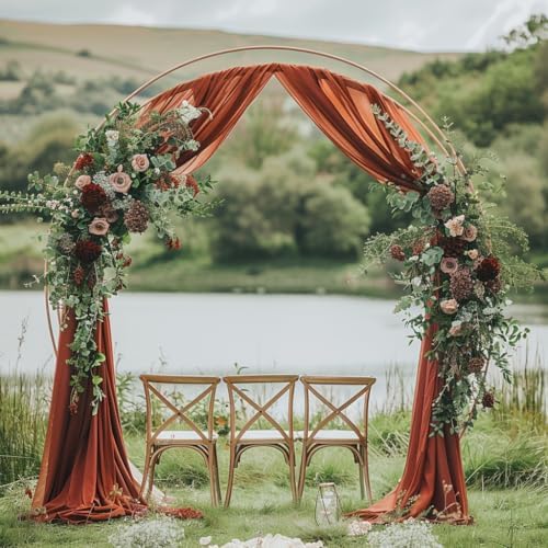 Wedding Arch Draping Fabric 3 Panels Terracotta Sheer Backdrop Drape - Image 5