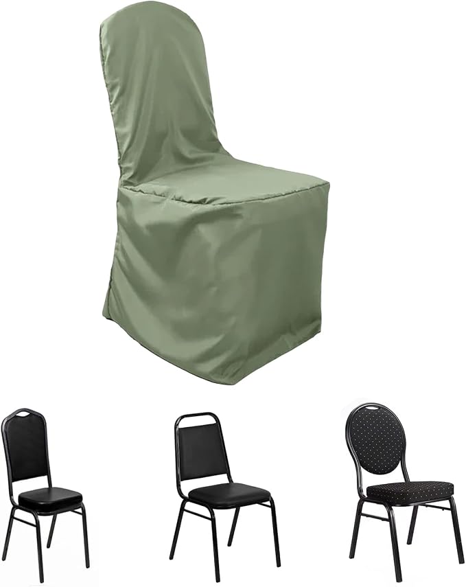 Efavormart 30PCS | Round Top Eucalyptus Sage Green Polyester Banquet Chair Covers Linen Dinning Chair slipcover for Wedding Party Event Catering by efavormart