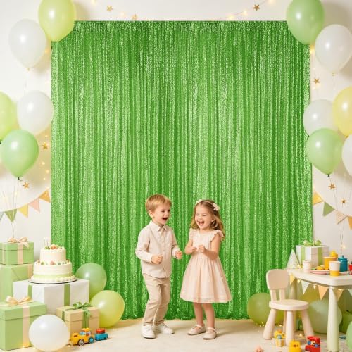 Hahuho Light Green Sequin Backdrop Curtain, 6PCS 2FTx8FT Glitter Backdrop Curtain for Parties, Christmas, Wedding, Banquet Decoration（6 Panels, 2FT x 8FT, Light Green） - Image 4